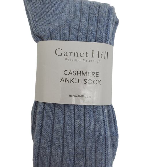 Soft Ribbed 82% Cashmere Ankle Socks Size 9-11 Warm Cozy Garnet Hill Blue Mist - Picture 5 of 6
